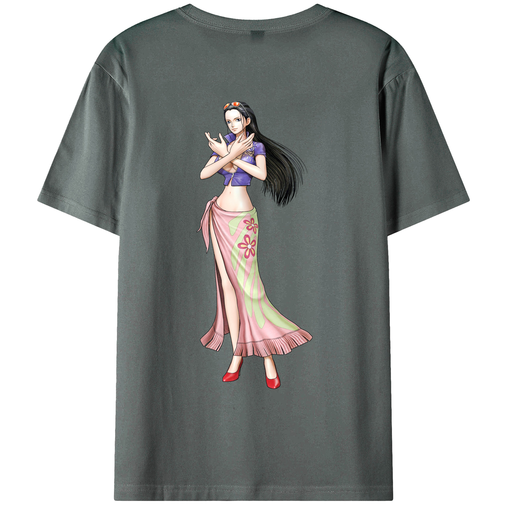 ワンピース ニコ・ロビン ONE PIECE Nico Robin 綿100％ メンズ半袖Tシャツ（バックプリント） 通気性